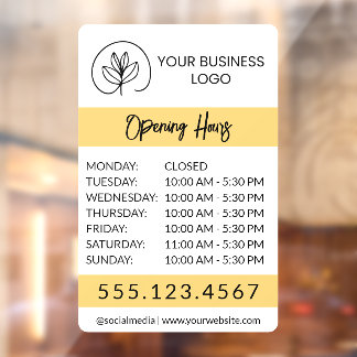 White & Yellow Small Business Logo Open Hours