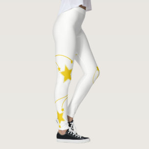White Yellow Stars Leggings