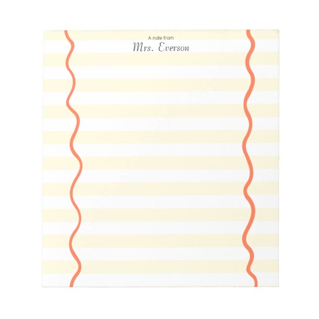 White & Yellow Stripe Teacher Notepad (Front)