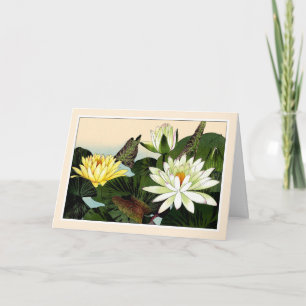 White & Yellow Waterlilies, Botanicals Art Card