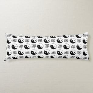 White Yinyang Symbol Chinese Pattern Body Cushion