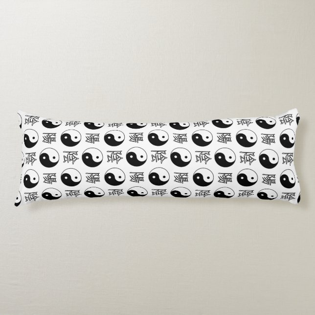 White Yinyang Symbol Chinese Pattern Body Cushion (Front)