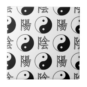 White Yinyang Symbol Chinese Pattern Ceramic Tile