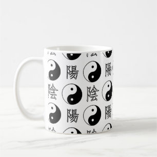 White Yinyang Symbol Chinese Pattern Coffee Mug