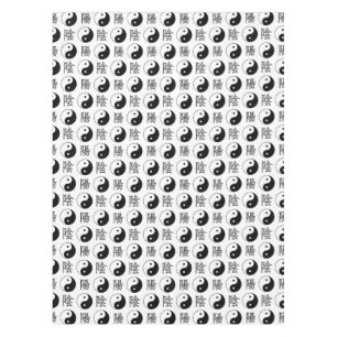 White Yinyang Symbol Chinese Pattern Tablecloth