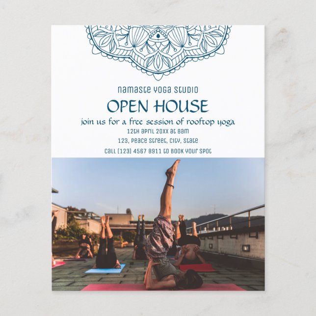 White Yoga Meditation Open House Promotional Photo Flyer (Front)