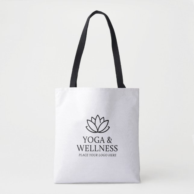 White Yoga Studio Logo Tote Bag Promotional Merch (Front)