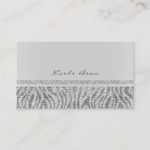 White Zebra Sparkle Sequins Glam Chic Modern Business Card