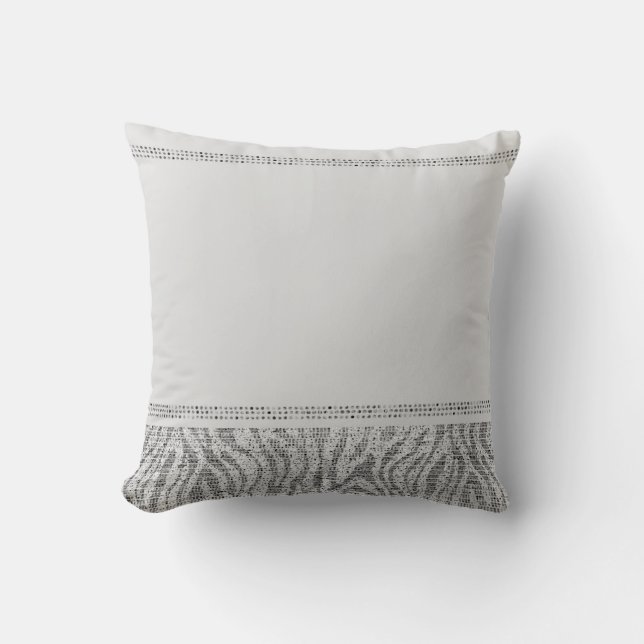 White Zebra Sparkle Sequins Glam Modern Chic Cushion (Front)