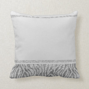 White Zebra Sparkle Sequins Glam Modern Chic Cushion