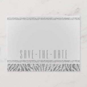 White Zebra Sparkle Sequins Glam Save the Date Announcement Postcard