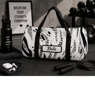 White Zebra Stripes Pattern Duffle Bag