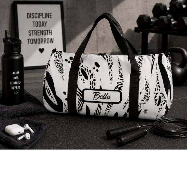 White Zebra Stripes Pattern Duffle Bag (Creator Uploaded)