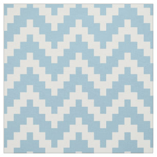 White Zigzag Ikat & Custom Baby Blue Background Fabric