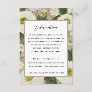 White Zinnia Flower Hotel Information Wedding Enclosure Card