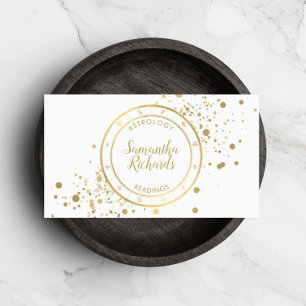 White Zodiac Astrology Gold Stars Business Card