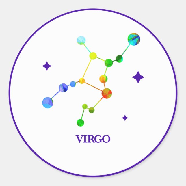 White Zodiac Virgo Rainbow Sticker (Front)