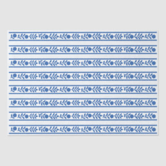 Whiteblue Bone Inlay Floral Border Decoupage Paper