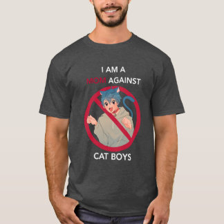 WHITEEXT VERS I AM A MOM AGAINST CAT BOYS funny vi T-Shirt
