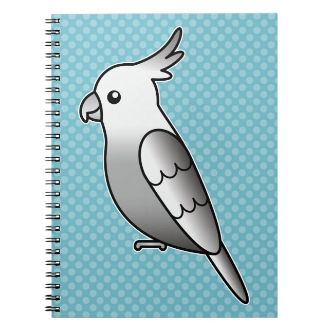 Whiteface Cartoon Cockatiel Parrot Bird Notebook (Front)