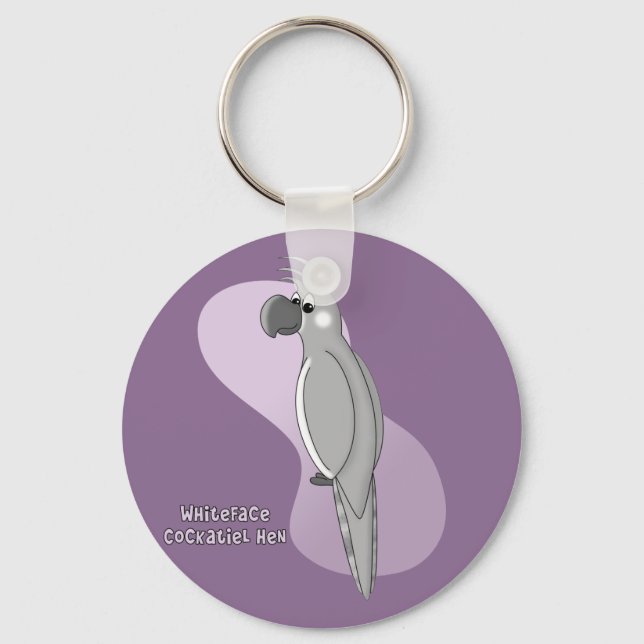 Whiteface Cockatiel Hen Keychain (Front)