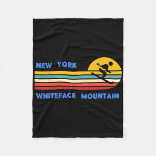 Whiteface Mountain New York Skiing Skier Ski Retro Fleece Blanket
