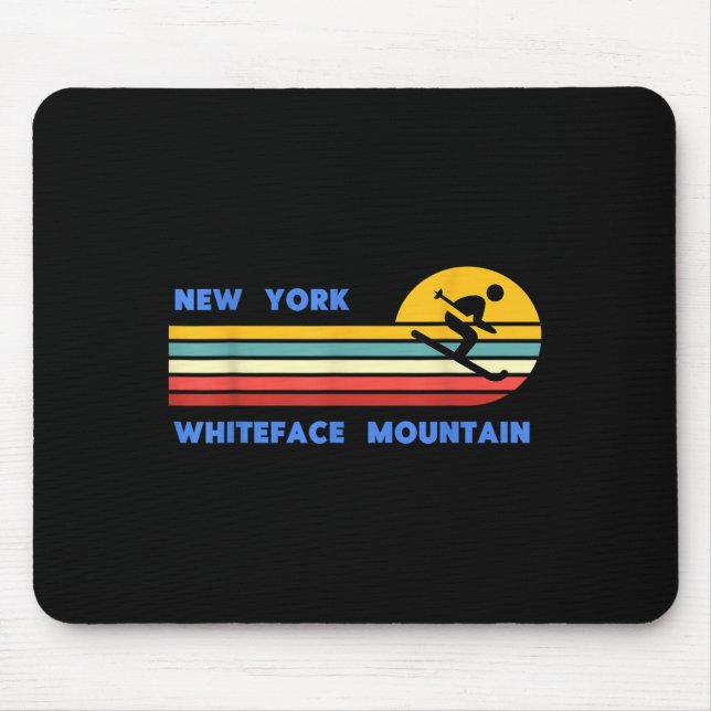 Whiteface Mountain New York Skiing Skier Ski Retro Mouse Pad (Front)