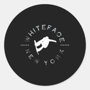 Whiteface Mountain New York Vintage Retro Snowboar Classic Round Sticker