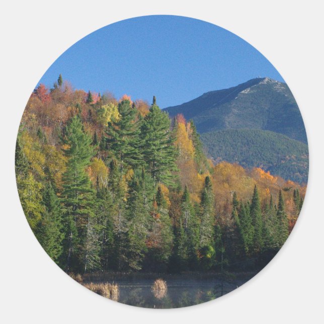 Whiteface Mountain over Little Cherrypatch Pond Classic Round Sticker (Front)