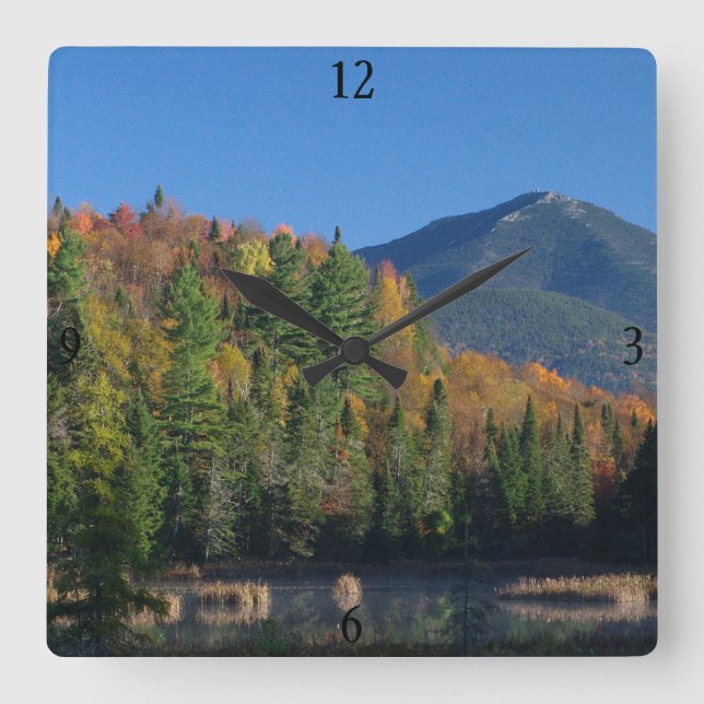 Whiteface Mountain over Little Cherrypatch Pond Square Wall Clock (Front)