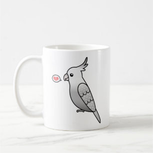 Whiteface Pearl Cartoon Cockatiel Parrot Bird Love Coffee Mug
