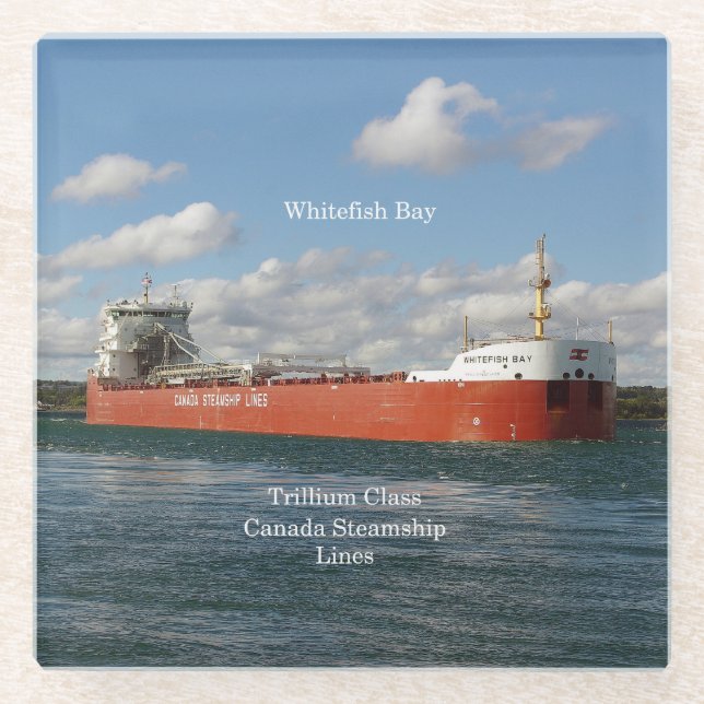 Whitefish Bay glass coaster (Front)