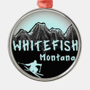 Whitefish Montana artistic skier Metal Tree Decoration