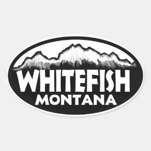 Whitefish Montana oval mountain stickers