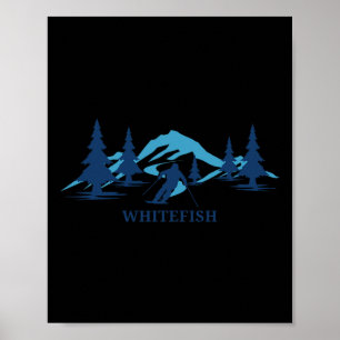 Whitefish Montana Ski Resort Skiing Skier  Poster