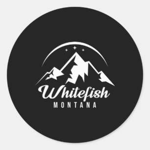 Whitefish Montana Ski Resort Skiing Snowboarding Classic Round Sticker