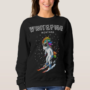 Whitefish Montana  Unicorn USA Ski Resort 80s Retr Sweatshirt