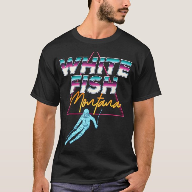 Whitefish Montana  Usa Ski Resort 1980s Retro T-Shirt (Front)