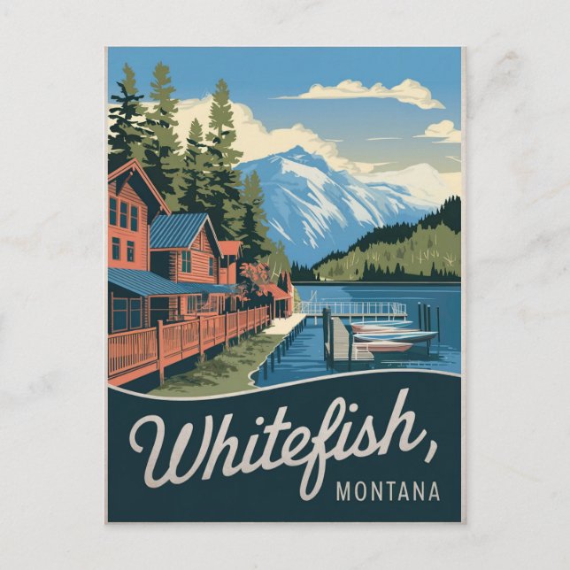 Whitefish Montana Vintage Postcard (Front)