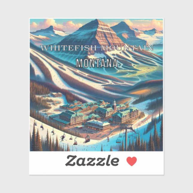 Whitefish Mountain Montana 3 Inch Vinyl Sticker (Sheet)