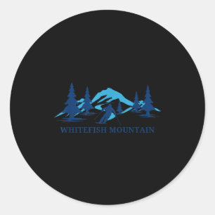 Whitefish mountain montana ski resort skiing skier classic round sticker