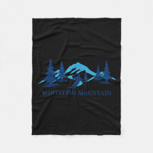 Whitefish mountain montana ski resort skiing skier fleece blanket