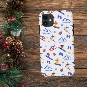 Whitefish Mountain Montana Ski Snowboard Pattern iPhone 11 Case