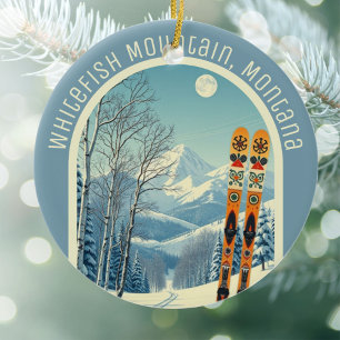 Whitefish Mountain Montana ski souvenir Ceramic Ornament