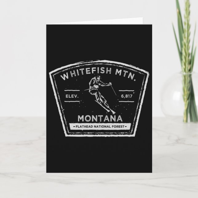Whitefish Mountain Montana Snow Skiing  Card (Front)