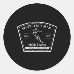 Whitefish Mountain Montana Snow Skiing Classic Round Sticker