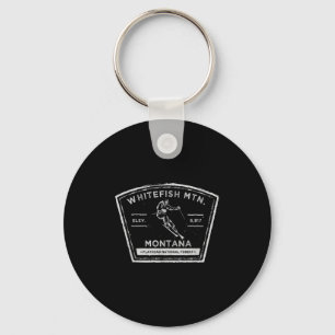 Whitefish Mountain Montana Snow Skiing Key Ring