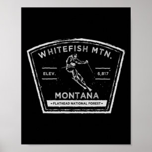 Whitefish Mountain Montana Snow Skiing Poster