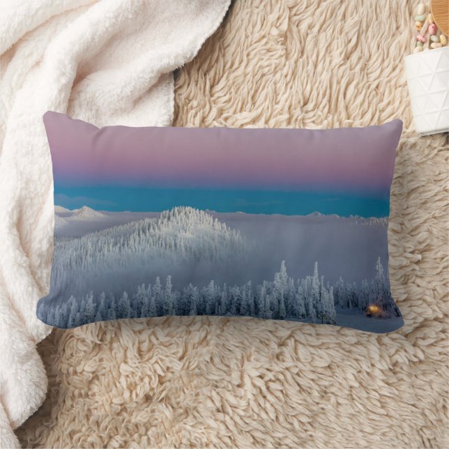 Whitefish Mountain Resort in Whitefish, Montana Lumbar Cushion (Blanket)