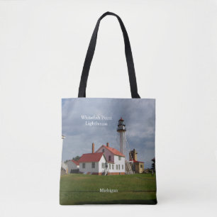 Whitefish Point Lighthouse all over tote bag
